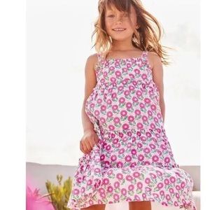 Mini Boden Girls Size 11-12Y Floral Pink and White Tiered Sundress